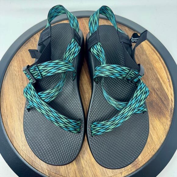 Chaco Adjustable Strappy Hiking Sandals Green/Black/Blue Men's Size 10 - Picture 2 of 2